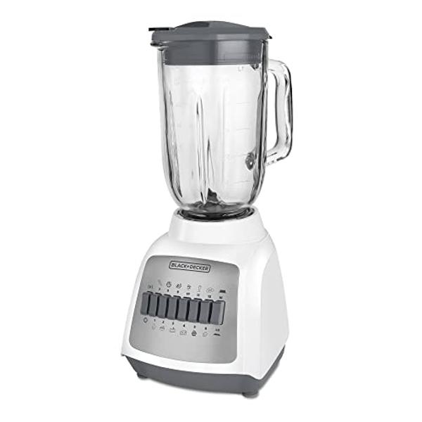 BLACK+DECKER Licuadora DuraPro, 12 Velocidades con 4 Cuchillas y Jarra de Vidrio 1.25lts, 500 Watts de Potencia, BLBD210GW-MX
