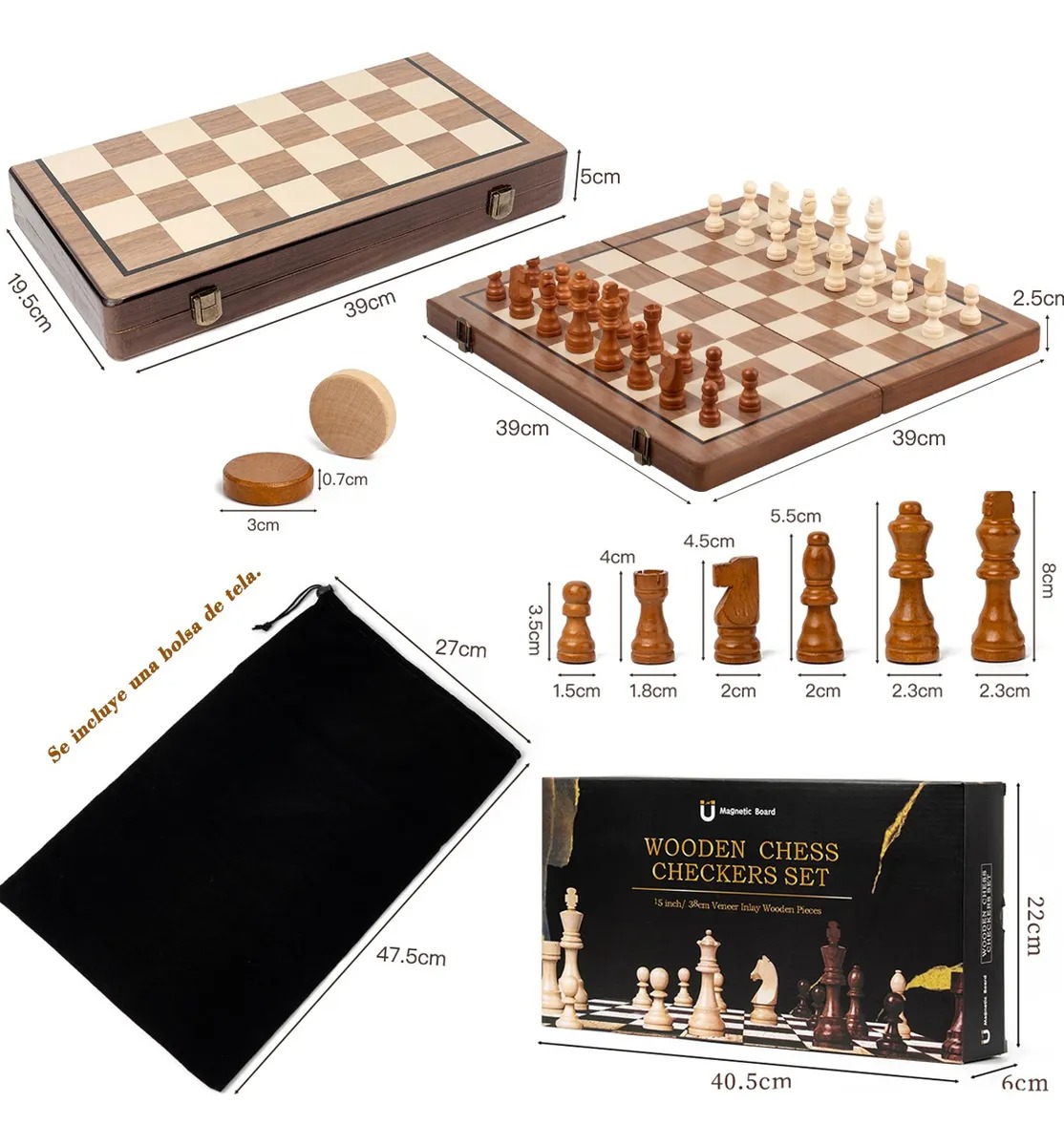 Tablero De Ajedrez De Madera Magnetismo