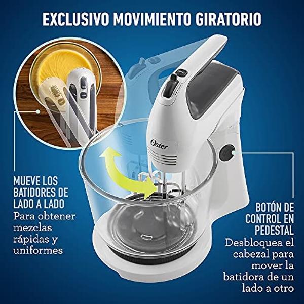 Oster Batidora mano/pedestal Oster blanca con tazon de vidrio FPSTHS3611