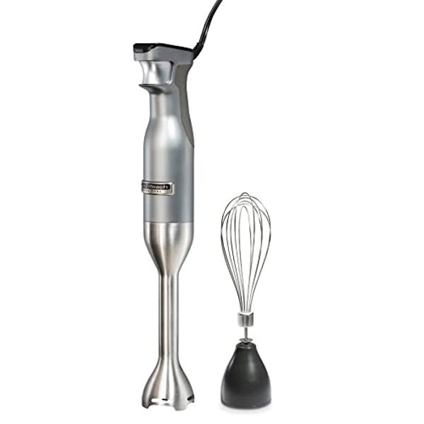 Hamilton Beach Professional Batidora de mano eléctrica de inmersión con velocidad variable + batidor, 300 vatios, visualización LED, acero inoxidable (59750)