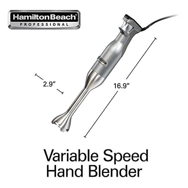 Hamilton Beach Professional Batidora de mano eléctrica de inmersión con velocidad variable + batidor, 300 vatios, visualización LED, acero inoxidable (59750)