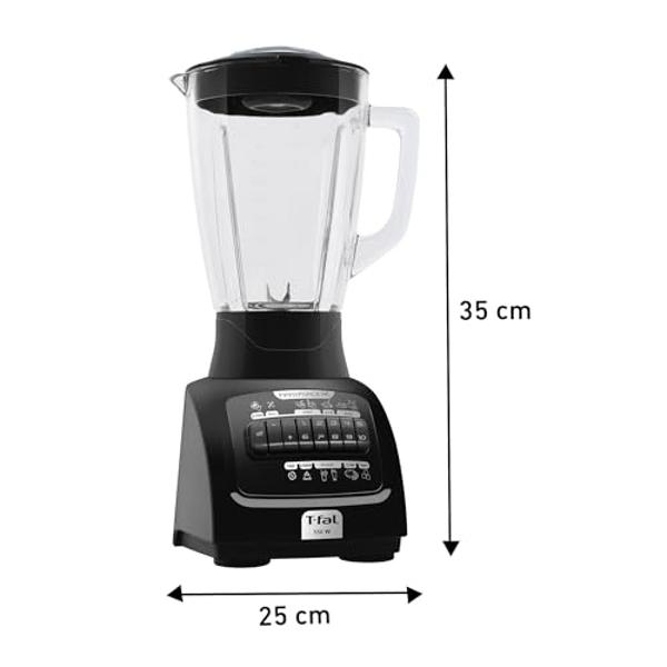 T-fal Licuadora Infinyforce XL 10 velocidades con vaso de vidrio de 2.2 litros, 550 W, con tecnología powelix y acople Carbon Drive, incluye 10 funciones, Negra, LN8208MX
