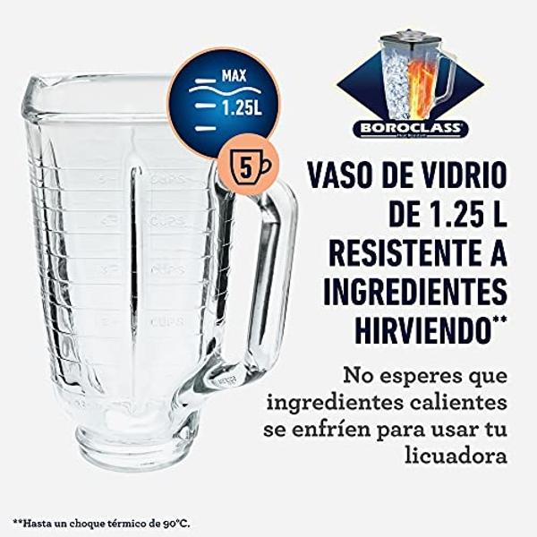 Oster® Licuadora clásica cromada 2 velocidades vaso de vidrio BLST4127013