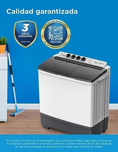 Midea MT100W150/W-MX Lavadora Semiautomática Dos Tinas Twin Force Pulsator 15Kg Blanca