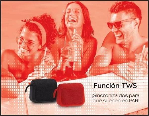 Aiwa Bocina Bluetooth Impermeable TWS AWKF3 (Rojo) Incluye Audífonos Inteligentes de Alto Rendimiento Mod. AW60