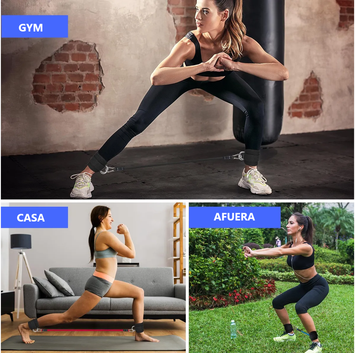 Ligas Bandas De Resistencia Para Ejercicio Glúteo Y Pierna Color Negro