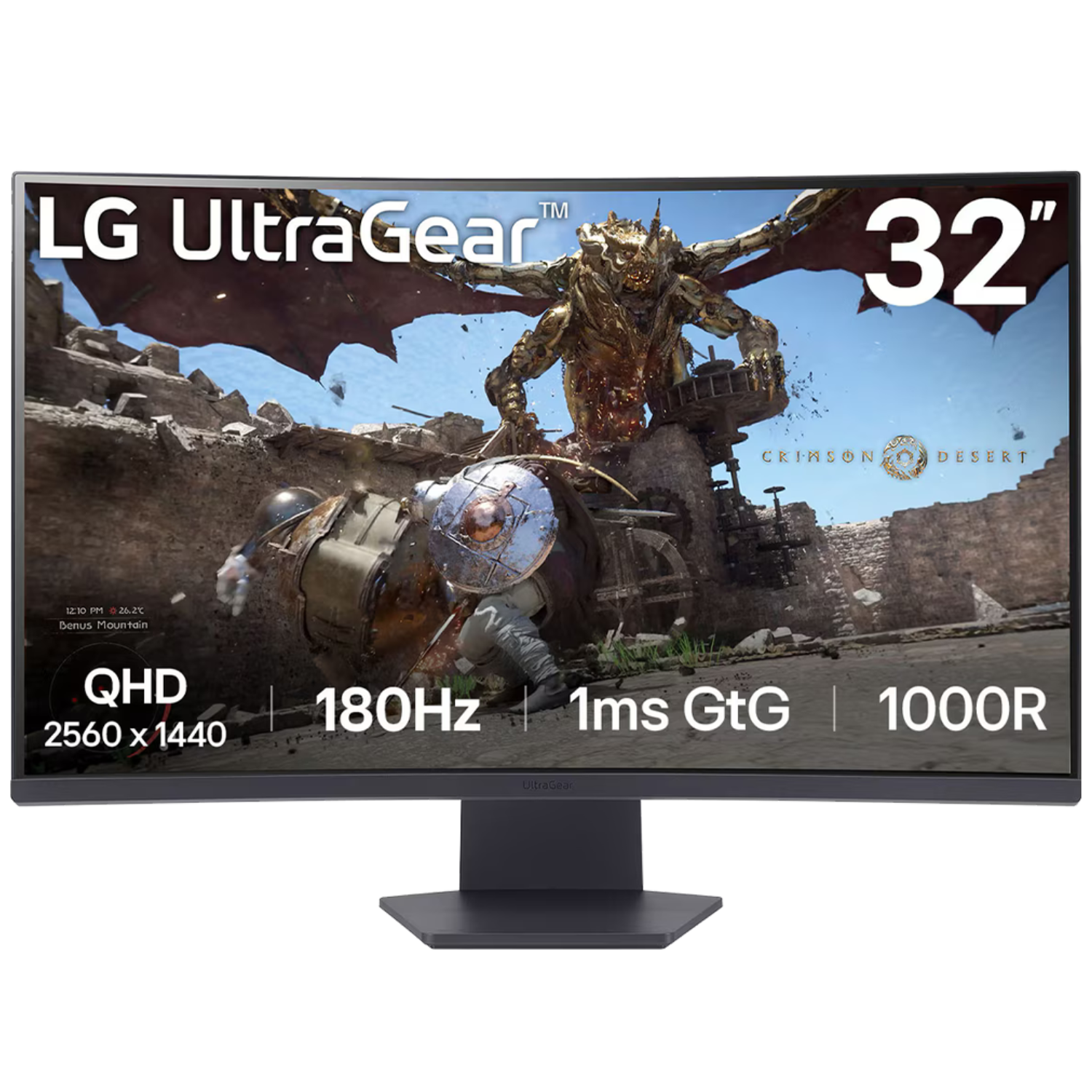 Monitor LG UltraGear 32" QHD Curvo, 180Hz, 1ms, FreeSync