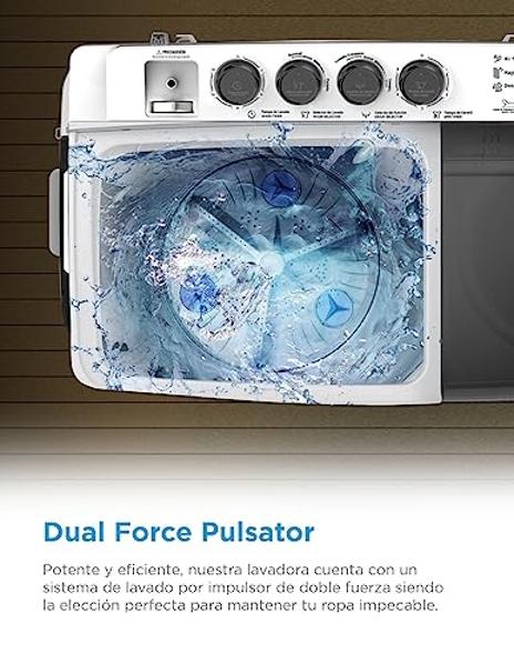 Midea MT100W150/W-MX Lavadora Semiautomática Dos Tinas Twin Force Pulsator 15Kg Blanca