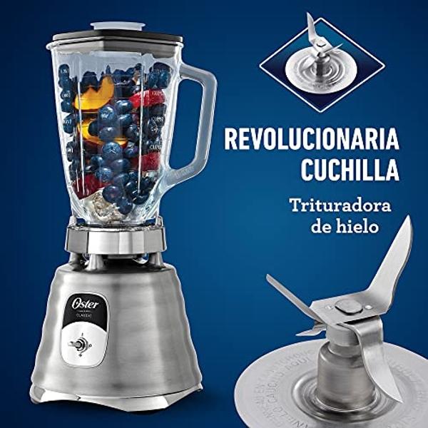 Oster® Licuadora clásica cromada 2 velocidades vaso de vidrio BLST4127013