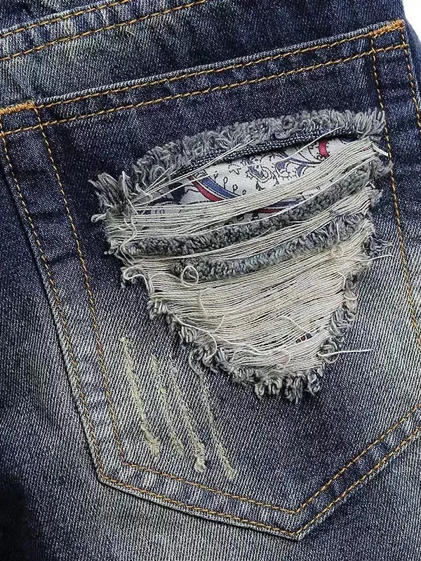 Pantalones Cortos Vaqueros Vintage Ripped Para Hombre