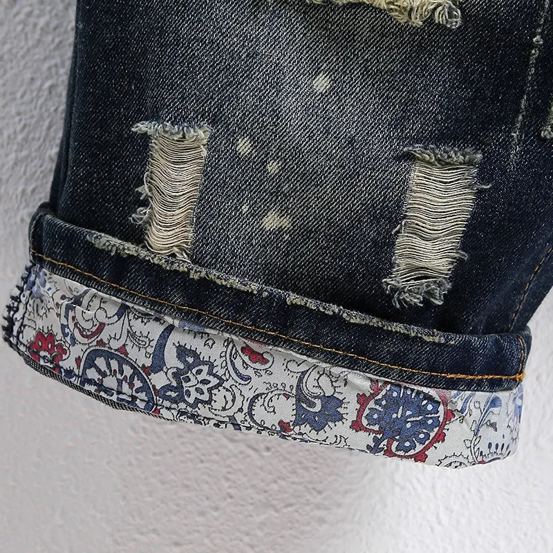 Pantalones Cortos Vaqueros Vintage Ripped Para Hombre