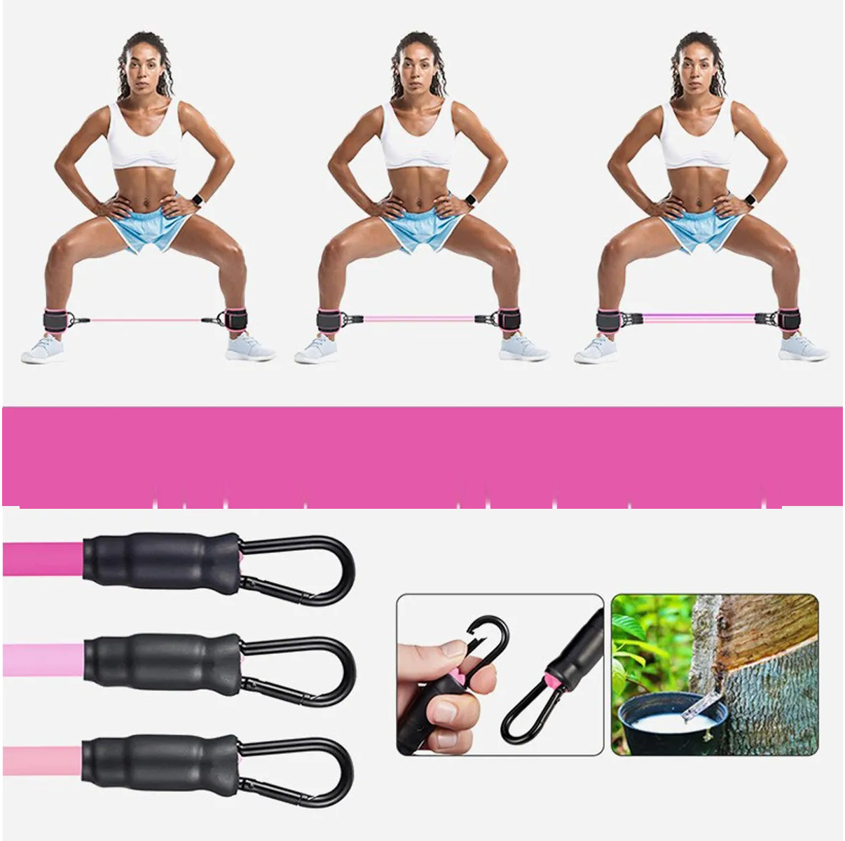 Ligas Bandas De Resistencia Para Ejercicio Glúteo Y Pierna Color Rosa