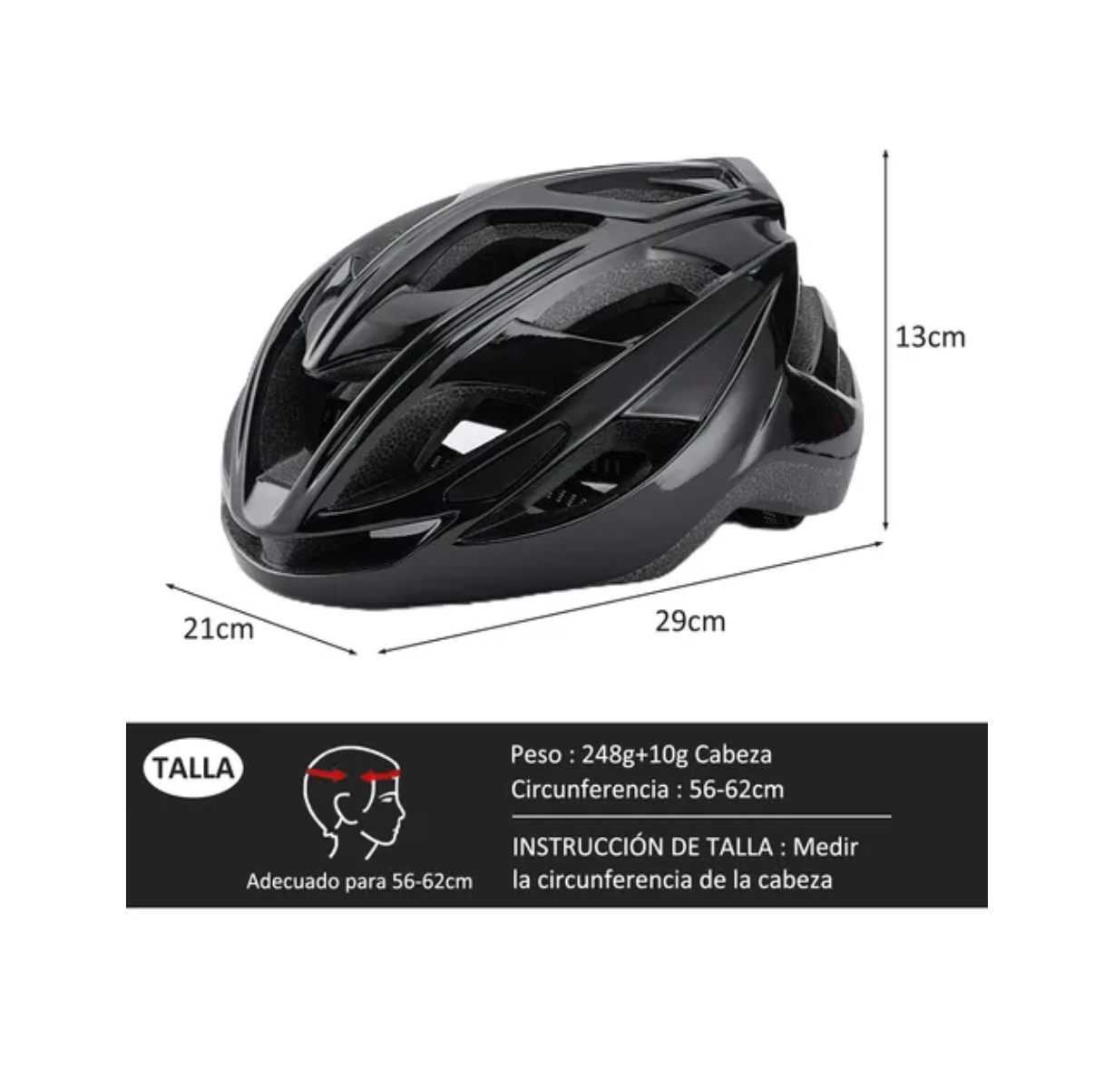 Casco Bicicleta Ciclismo De Montaña Ajustable Con Gafas Negro