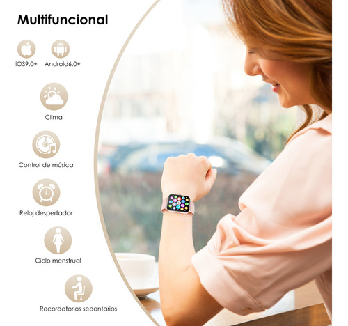 Reloj Smartwatch Mujer Hombre, Blackview R50 1.85 Smart watch, Notificación De Mensajes, Ios/android Smartwatches, Deportivo Salud, Lcd Fitness Bluetooth Color De La Caja Rosa