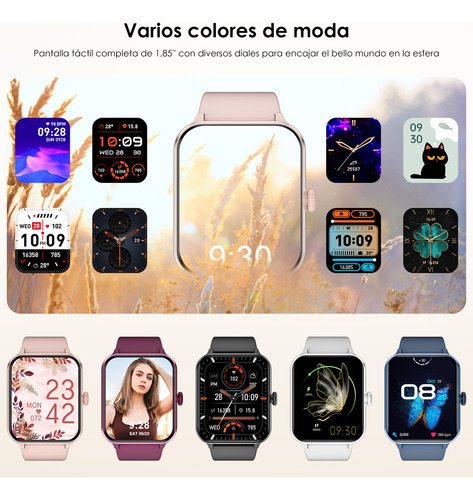 Reloj Smartwatch Mujer Hombre, Blackview R50 1.85 Smart watch, Notificación De Mensajes, Ios/android Smartwatches, Deportivo Salud, Lcd Fitness Bluetooth Color De La Caja Rosa