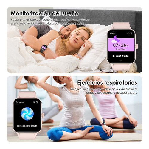Reloj Smartwatch Mujer Hombre, Blackview R50 1.85 Smart watch, Notificación De Mensajes, Ios/android Smartwatches, Deportivo Salud, Lcd Fitness Bluetooth Color De La Caja Rosa