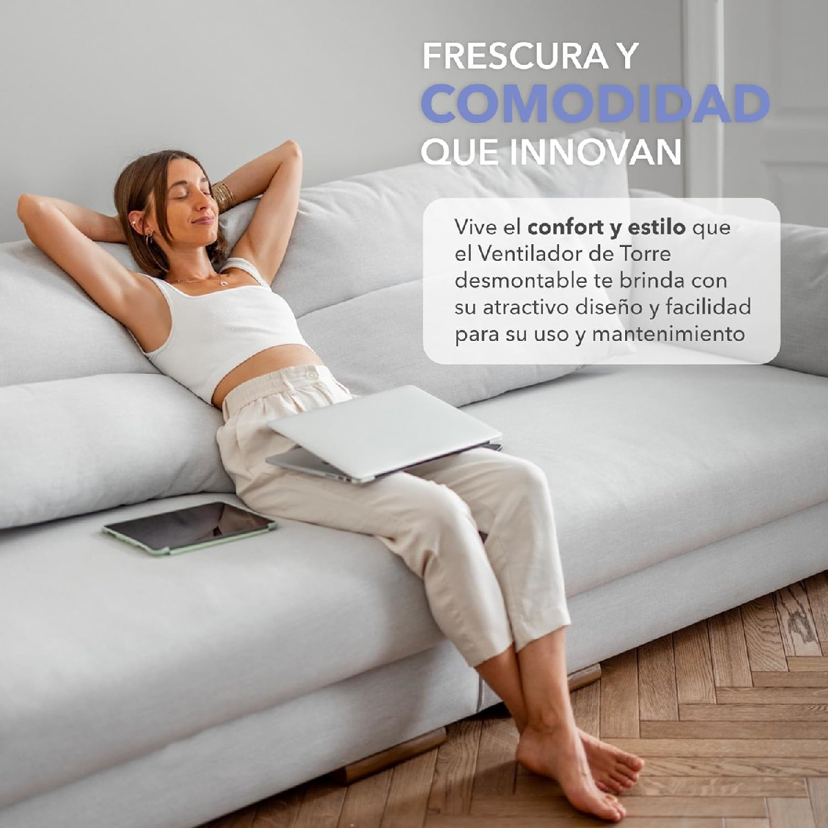 Ventilador torre RCA Lavable C/Control 4vel Temporizador Luz