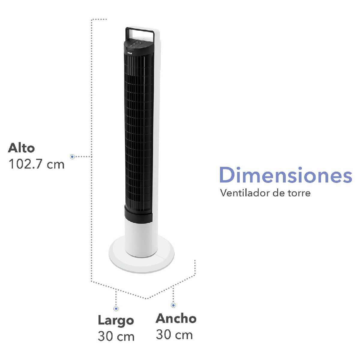 Ventilador torre RCA Lavable C/Control 4vel Temporizador Luz