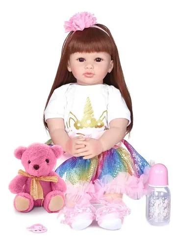 Muñeca Reborn Realista Pelo Largo 60cm
