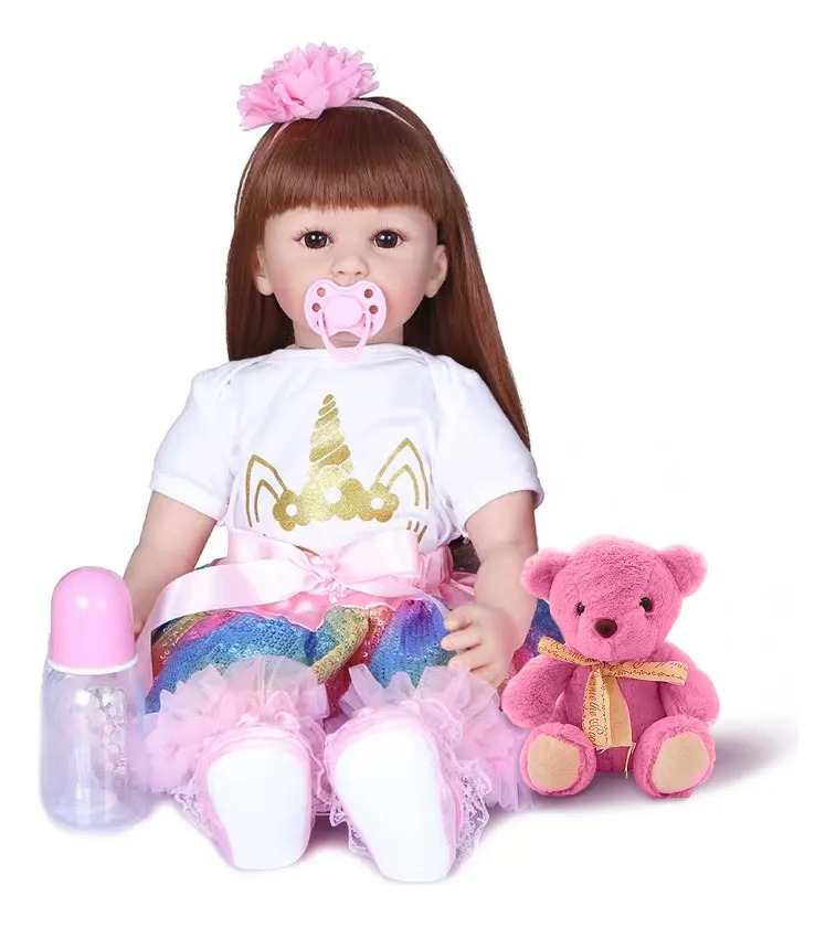 Muñeca Reborn Realista Pelo Largo 60cm