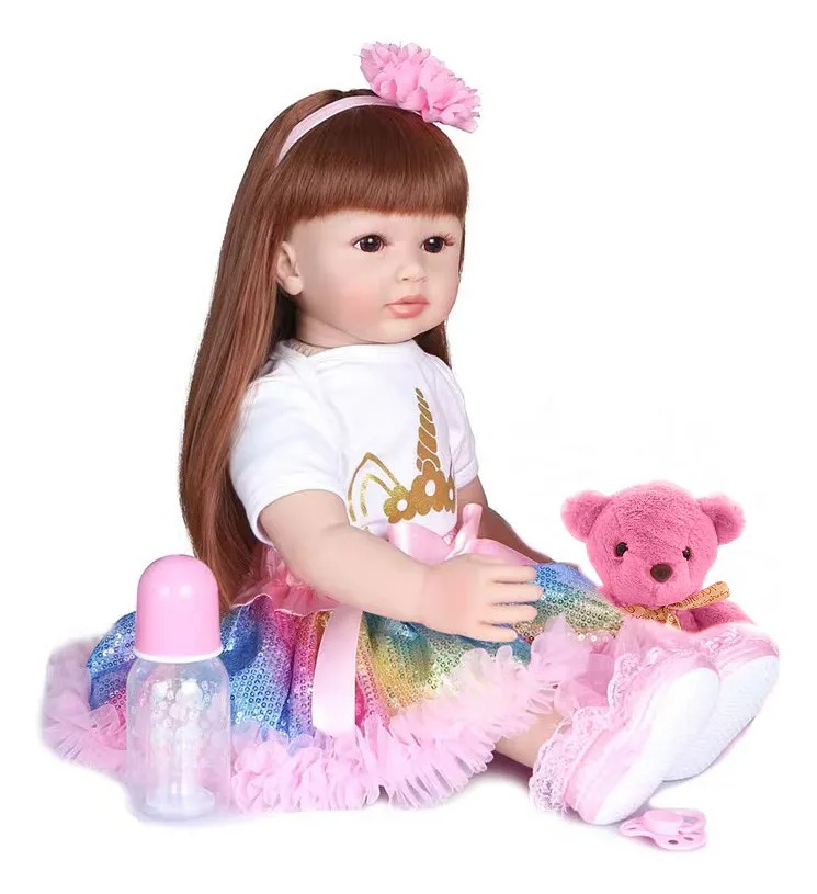 Muñeca Reborn Realista Pelo Largo 60cm
