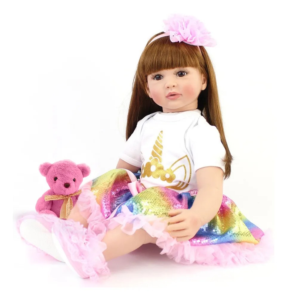 Muñeca Reborn Realista Pelo Largo 60cm