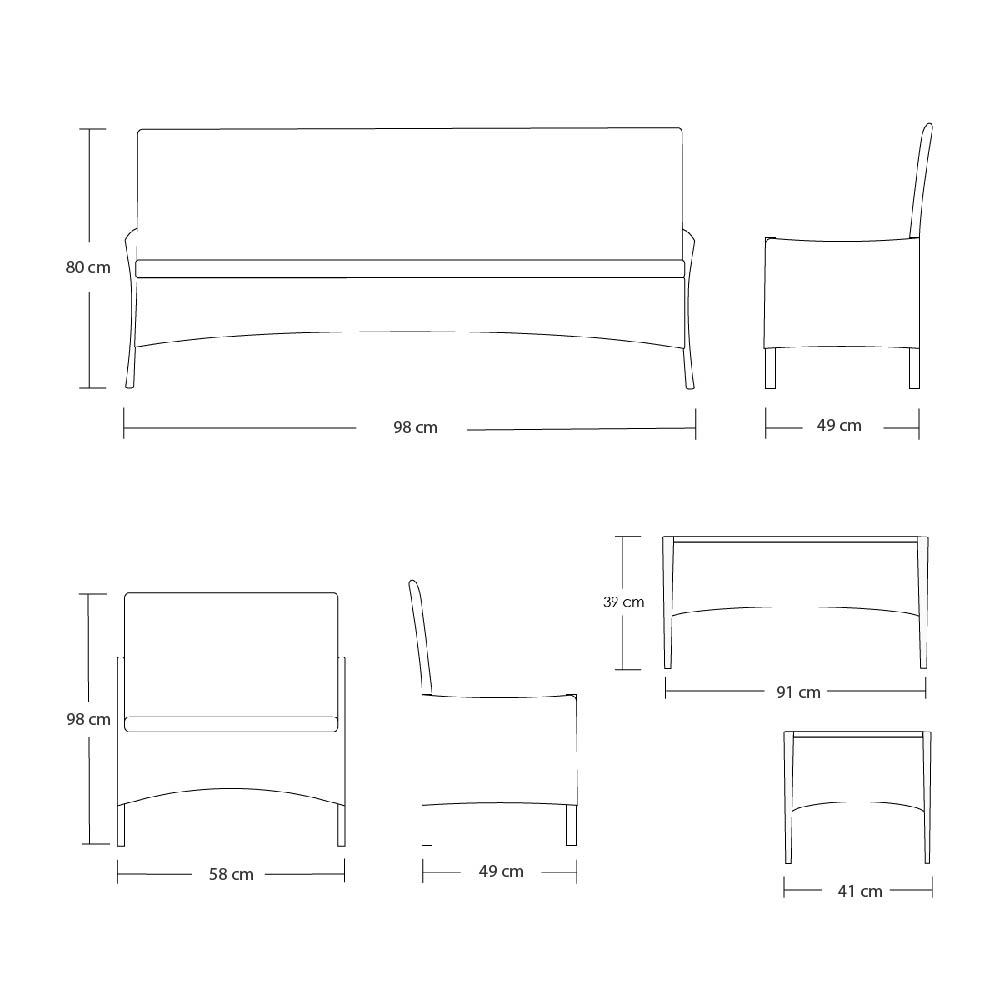 Ilios Innova Sala para Jardín Mimbre Para 8 Personas | Sillones de mimbre Para Exteriores con mesa de centro | Set para Exteriores 6 Sofás con Asiento Acolchado y 2 Mesas de Vidrio