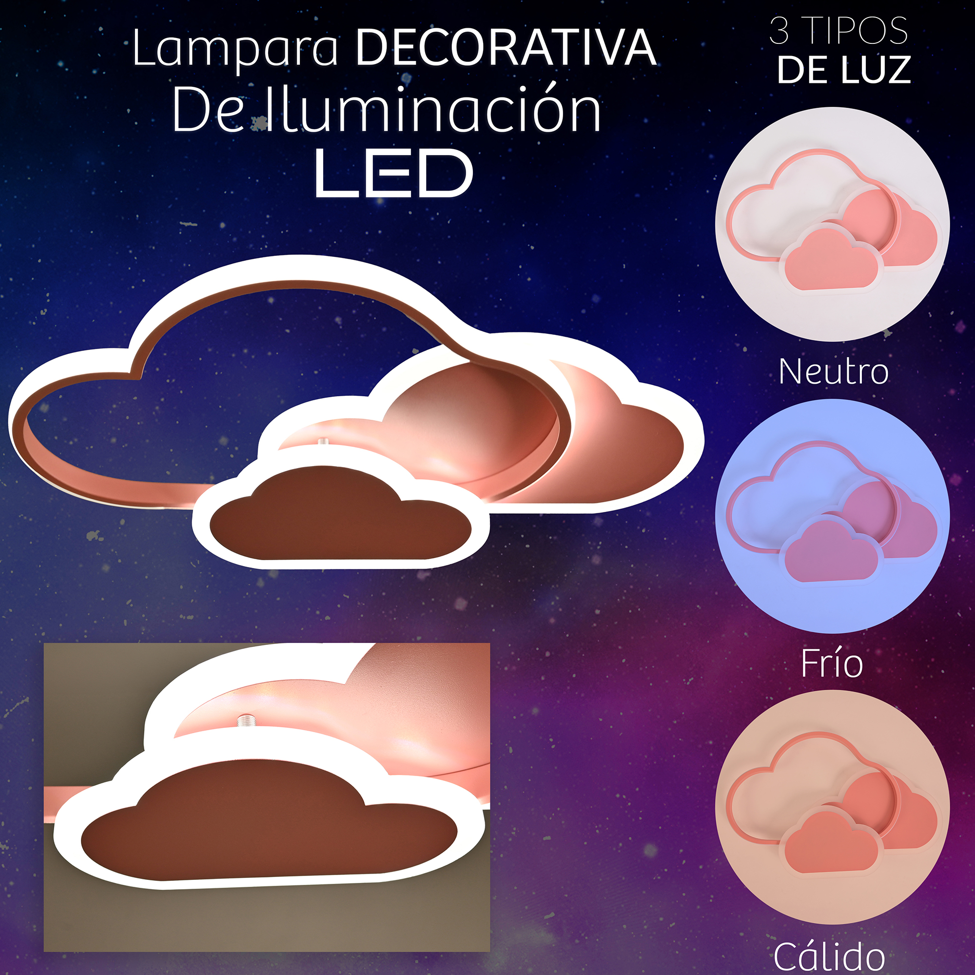 Lampara Infantil Nube Rosa