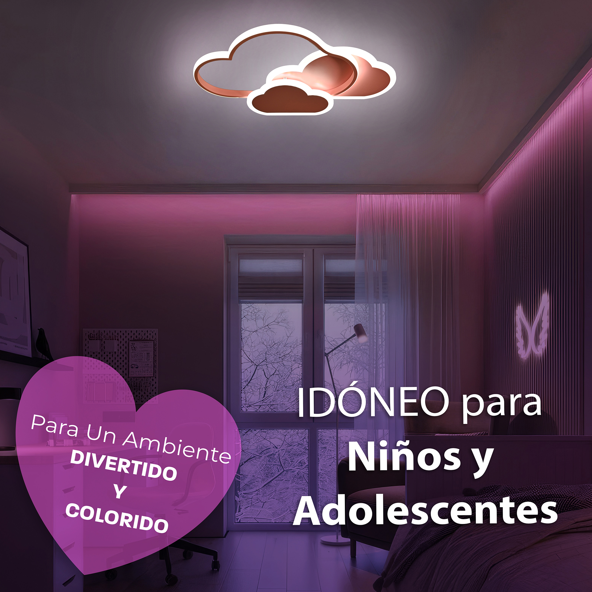 Lampara Infantil Nube Rosa