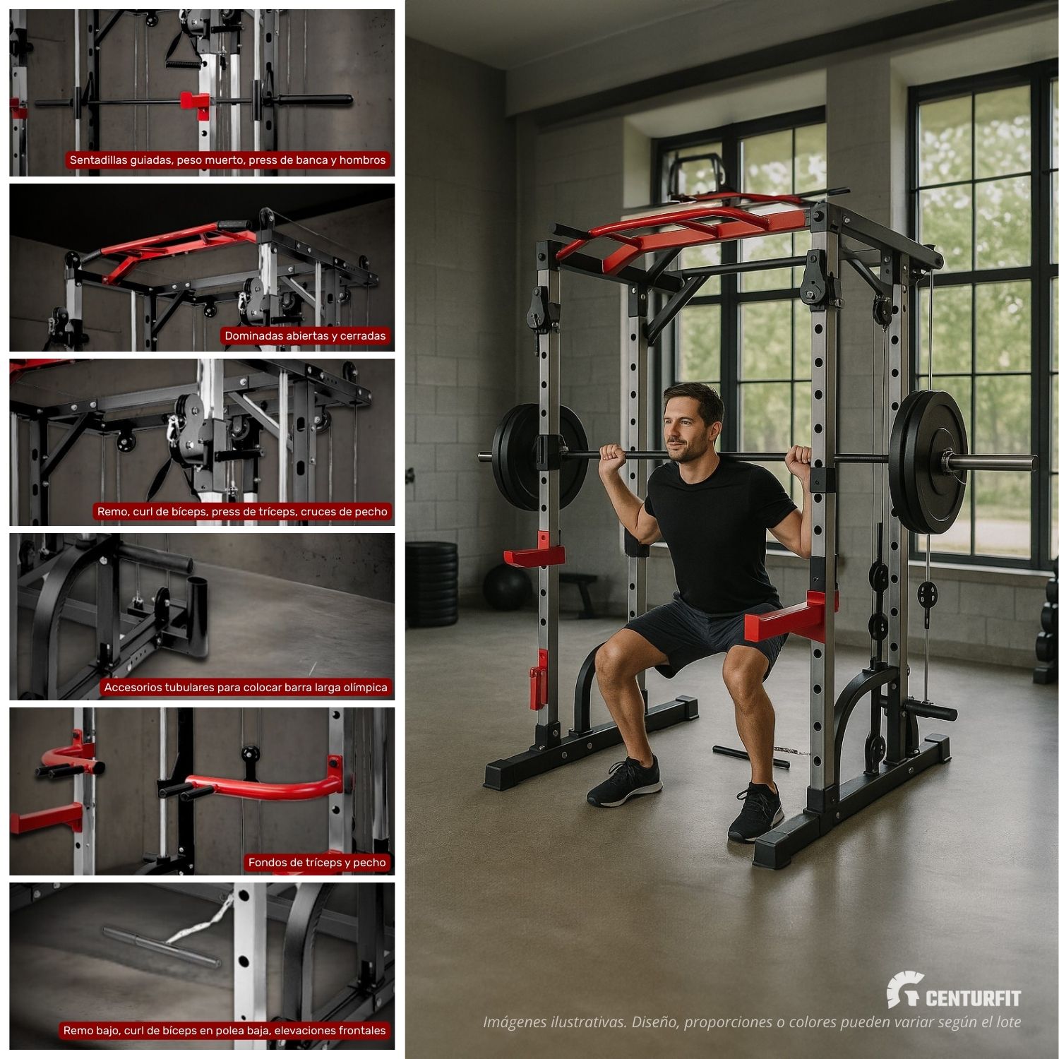 Jaula Smith Gimnasio Multifuncional Power Rack Poleas 