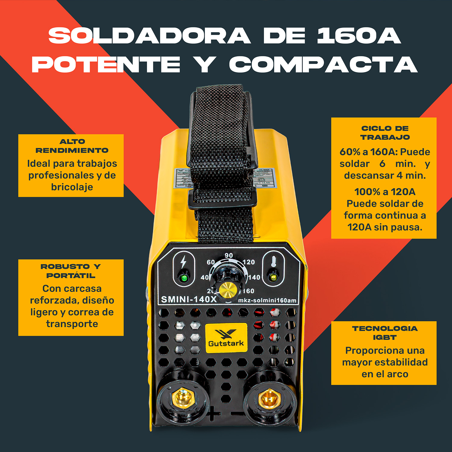 Soldadora Inverter Igbt 160amp 110-220v Mini Planta Portatil Gutstark Home