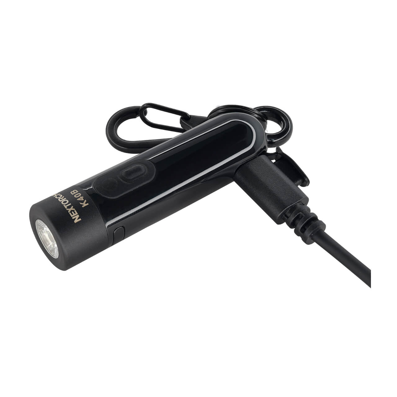 Mini Linterna NEXTORCH de luz LED, K40B, 300 lúmenes, con llavero y cable USB tipo C, negro