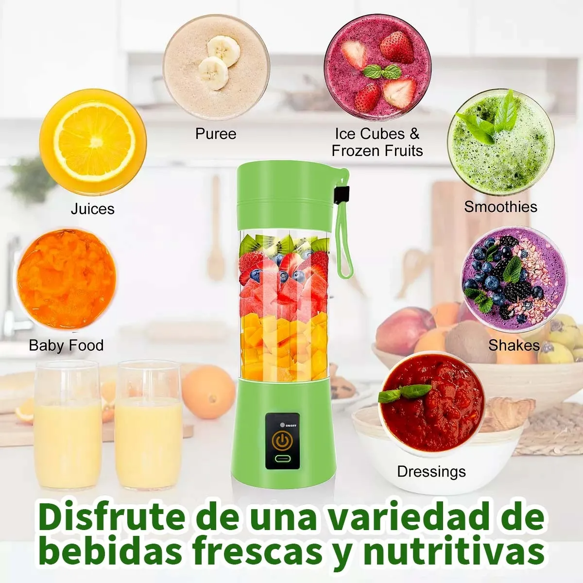 Mini Licuadora Portátil Recargable Usb Vaso Jugos Licuados