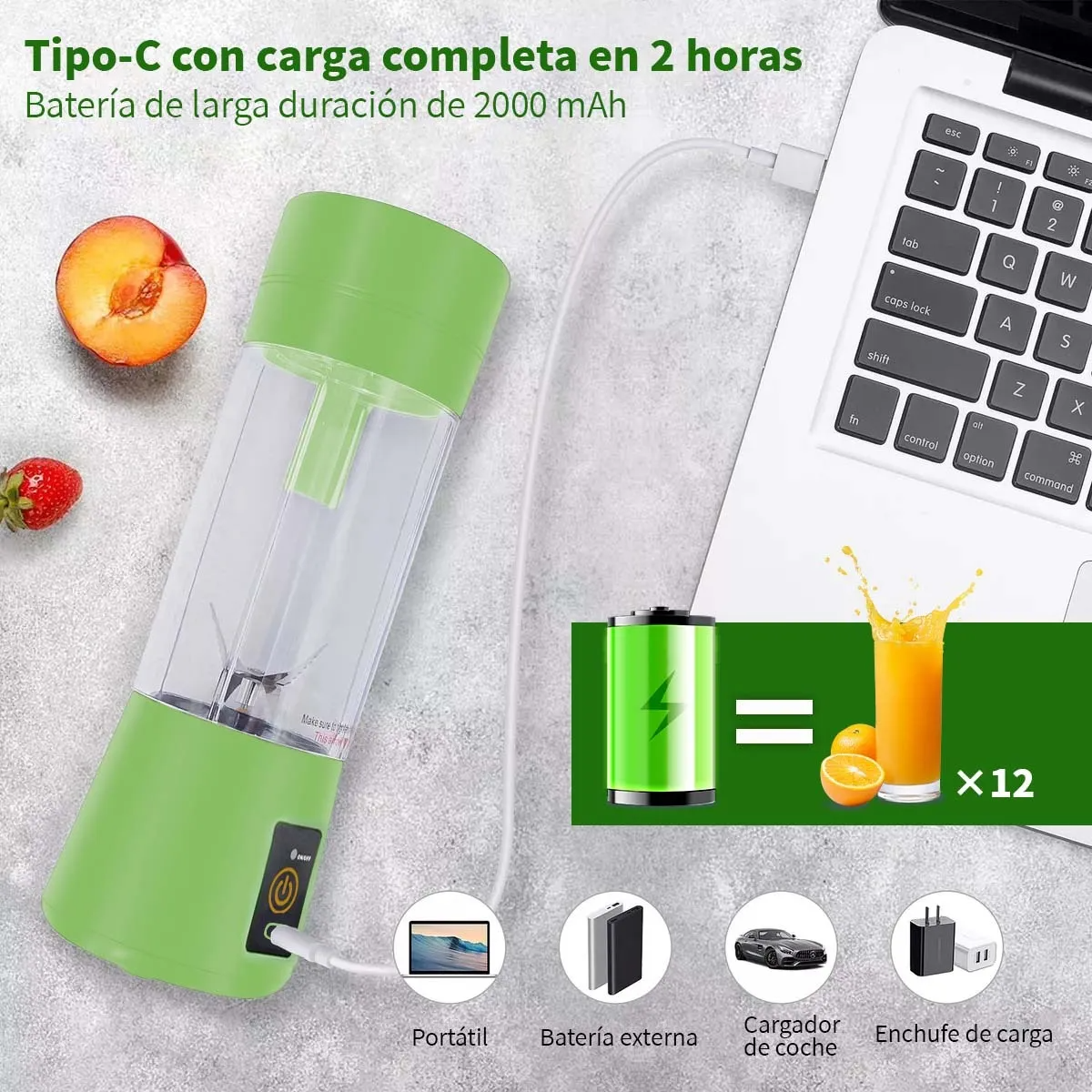 Mini Licuadora Portátil Recargable Usb Vaso Jugos Licuados