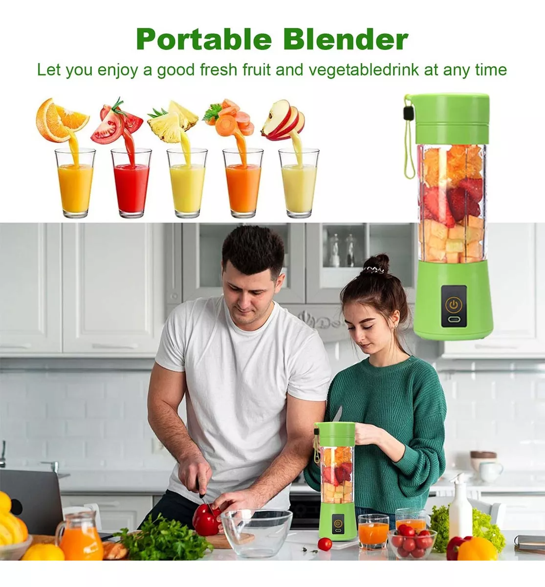 Mini Licuadora Portátil Recargable Usb Vaso Jugos Licuados