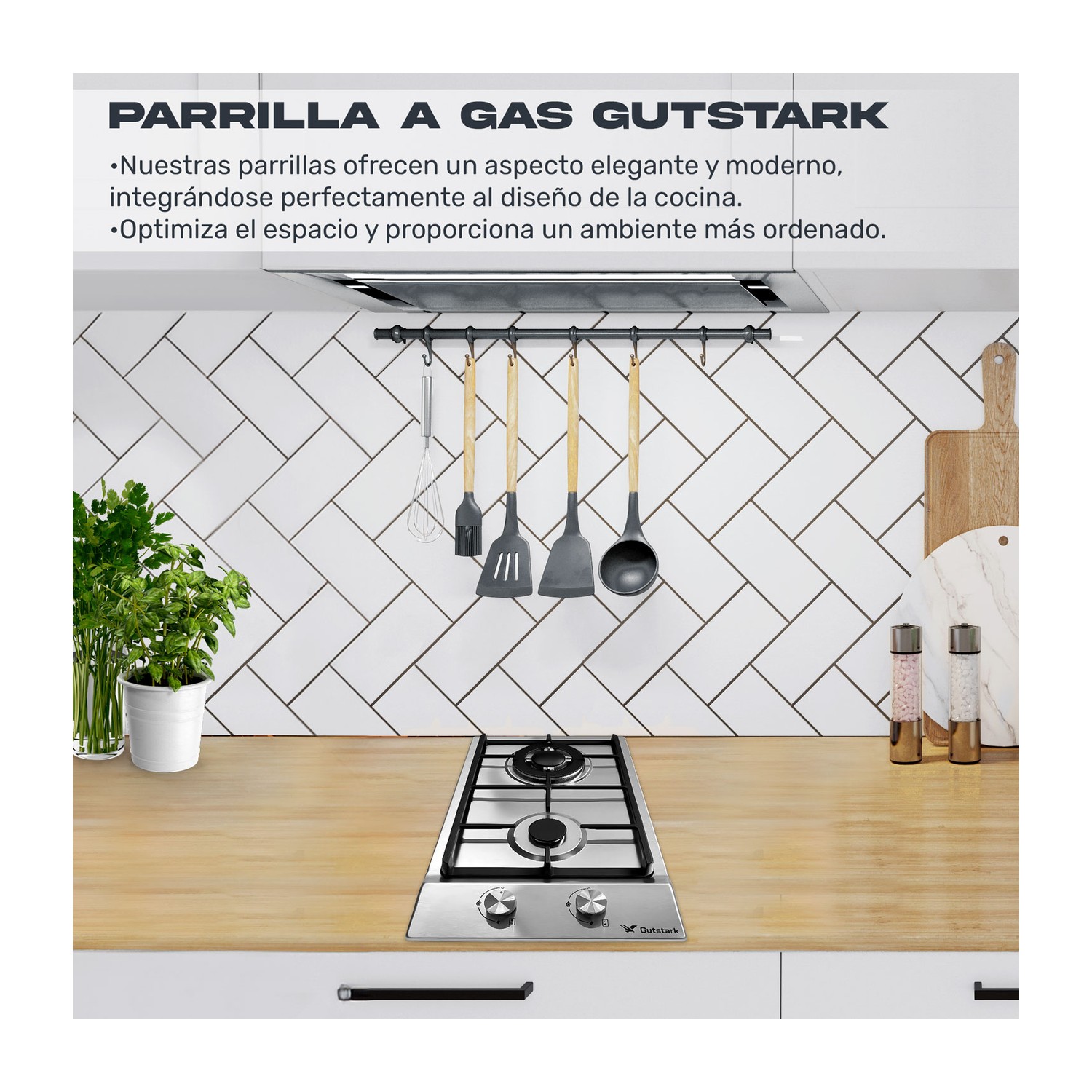 Parrilla De Gas Empotrable 2 Quemadores Acero Inoxidable
