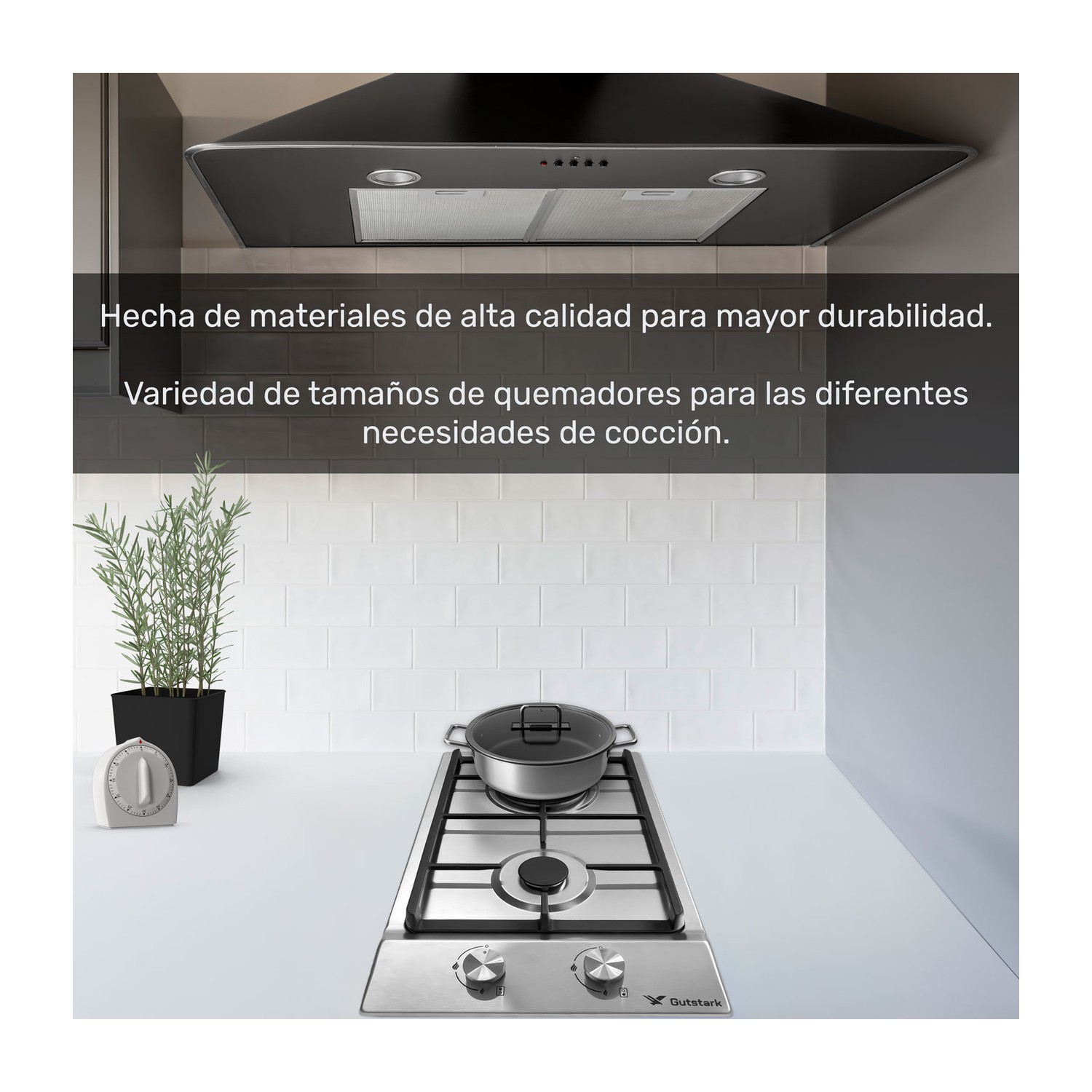 Parrilla De Gas Empotrable 2 Quemadores Acero Inoxidable