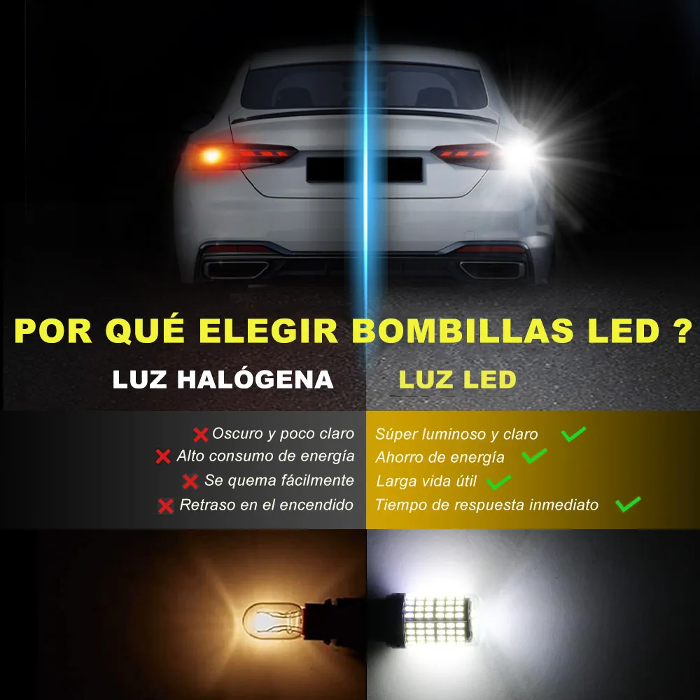 2 luces direccionales Ambar foco señal 1156 BA15S P21W bombillas LED luz coche lámpara moto camion