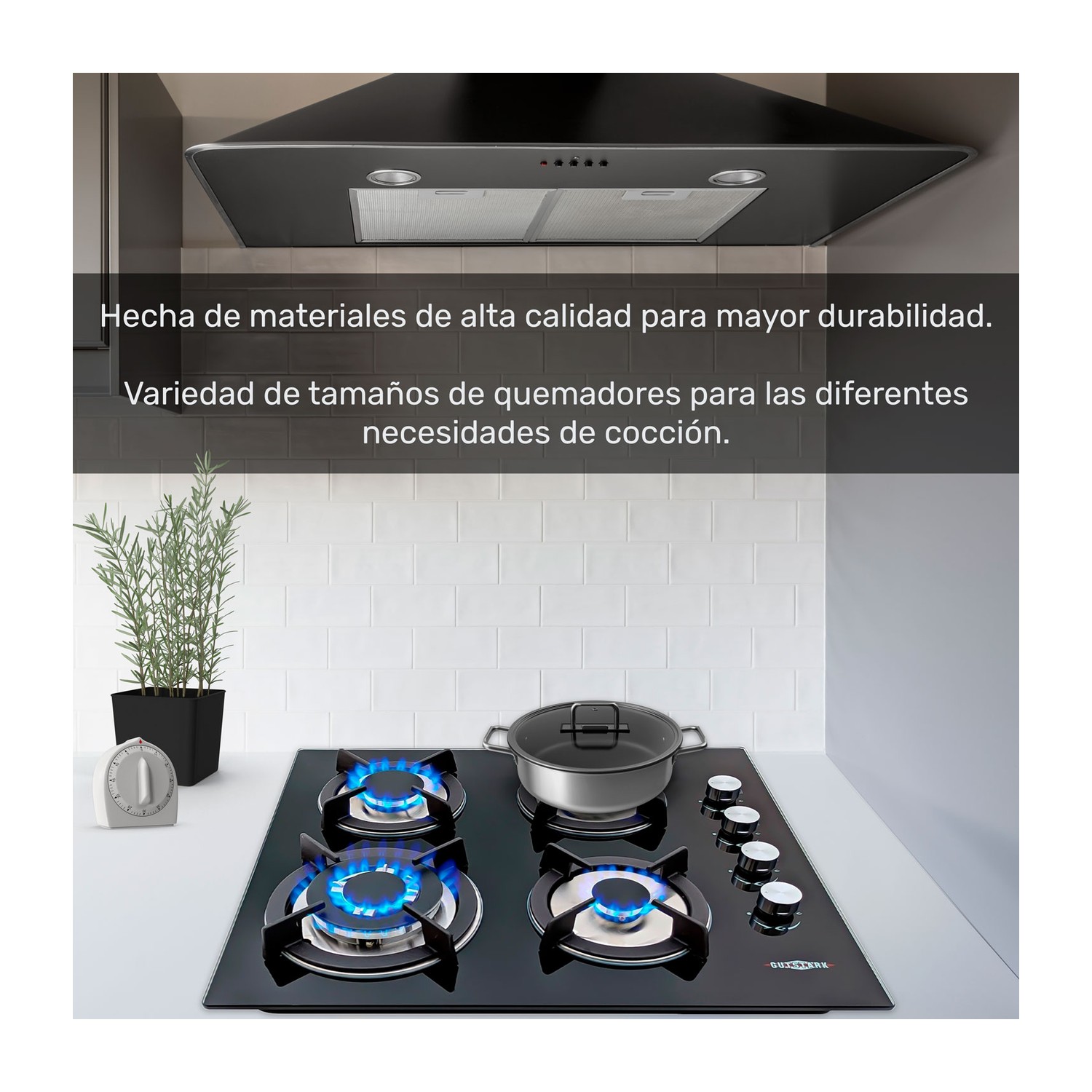 Parrilla de Gas Gutstark Cristal Templado Empotrable 4 Quemadores