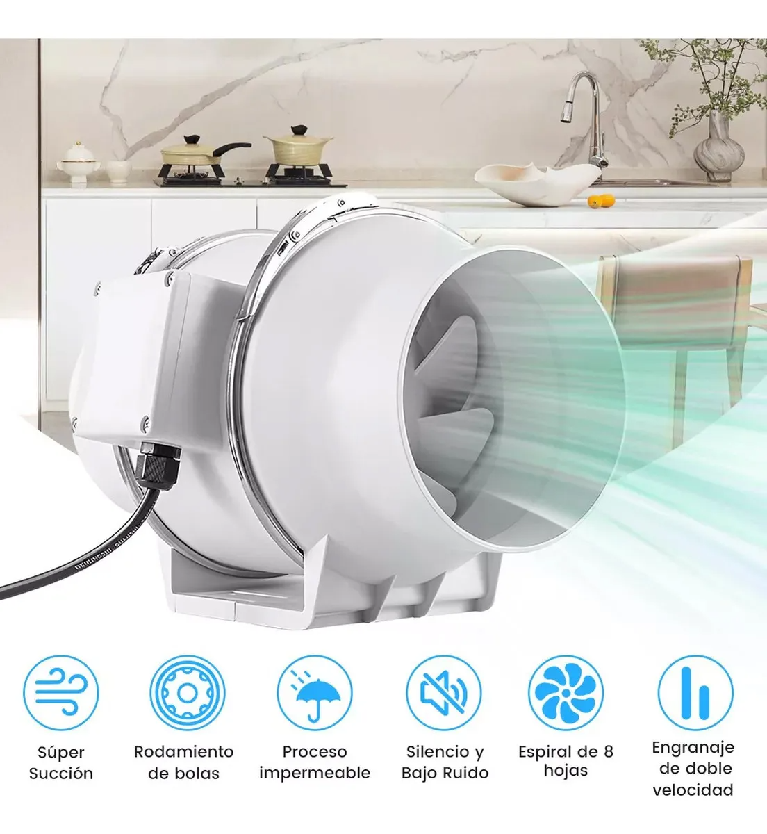 Potente Extractor De Aire Industria cocina Silencioso De 6 Pulgadas FOOWEI extractor de humo industrial