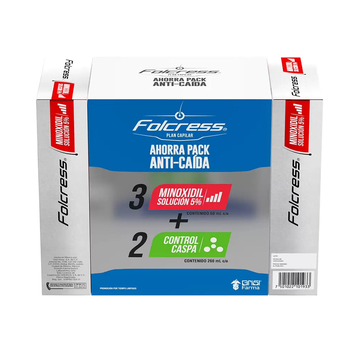 Kit Capilar Folcress Anticaída Minoxidil + Control Caspa 5pz