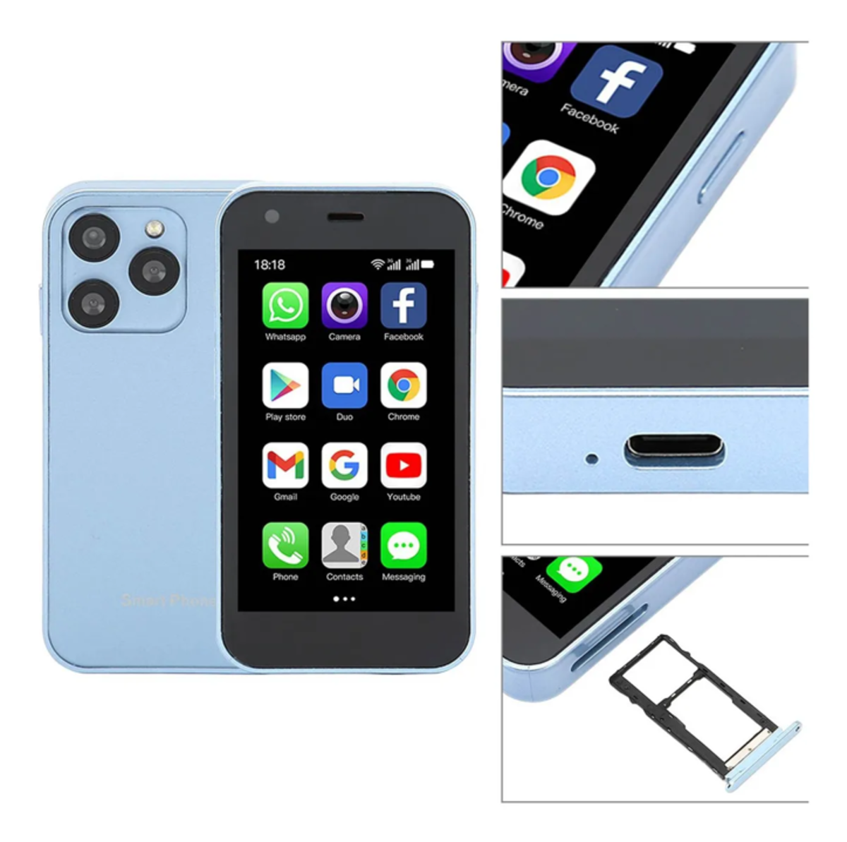 Mini Smartphone Soyes Xs15, Tarjetas Sim Duales, 16 Gb Y 2 Gb De Ram azul