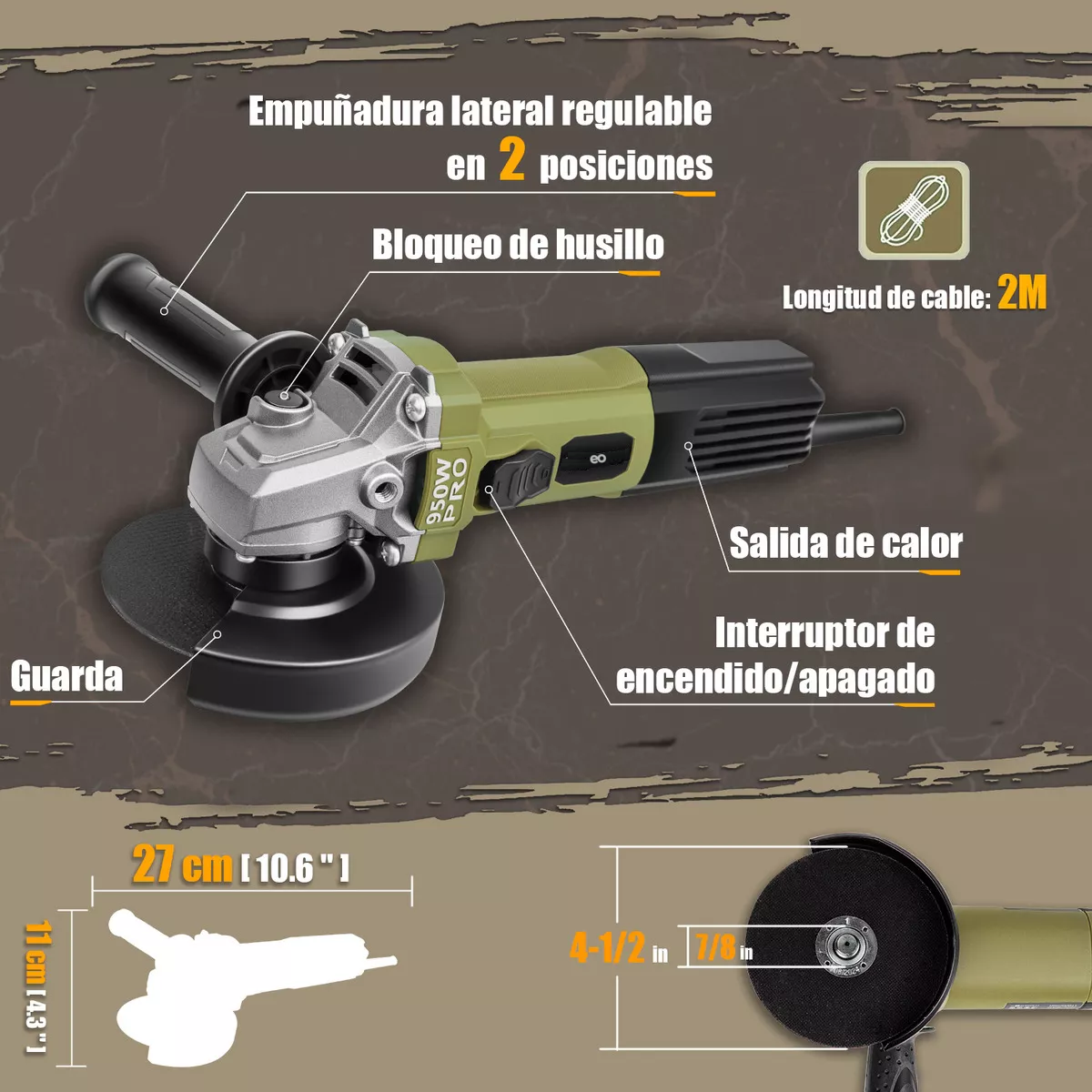 Esmeriladora Angular Profesional 950 Watts 127V