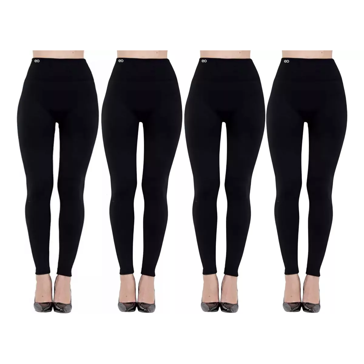 Set 4 Mallones Mujer Térmico Stretch Leggins Mayon Mallas Negro Unitalla