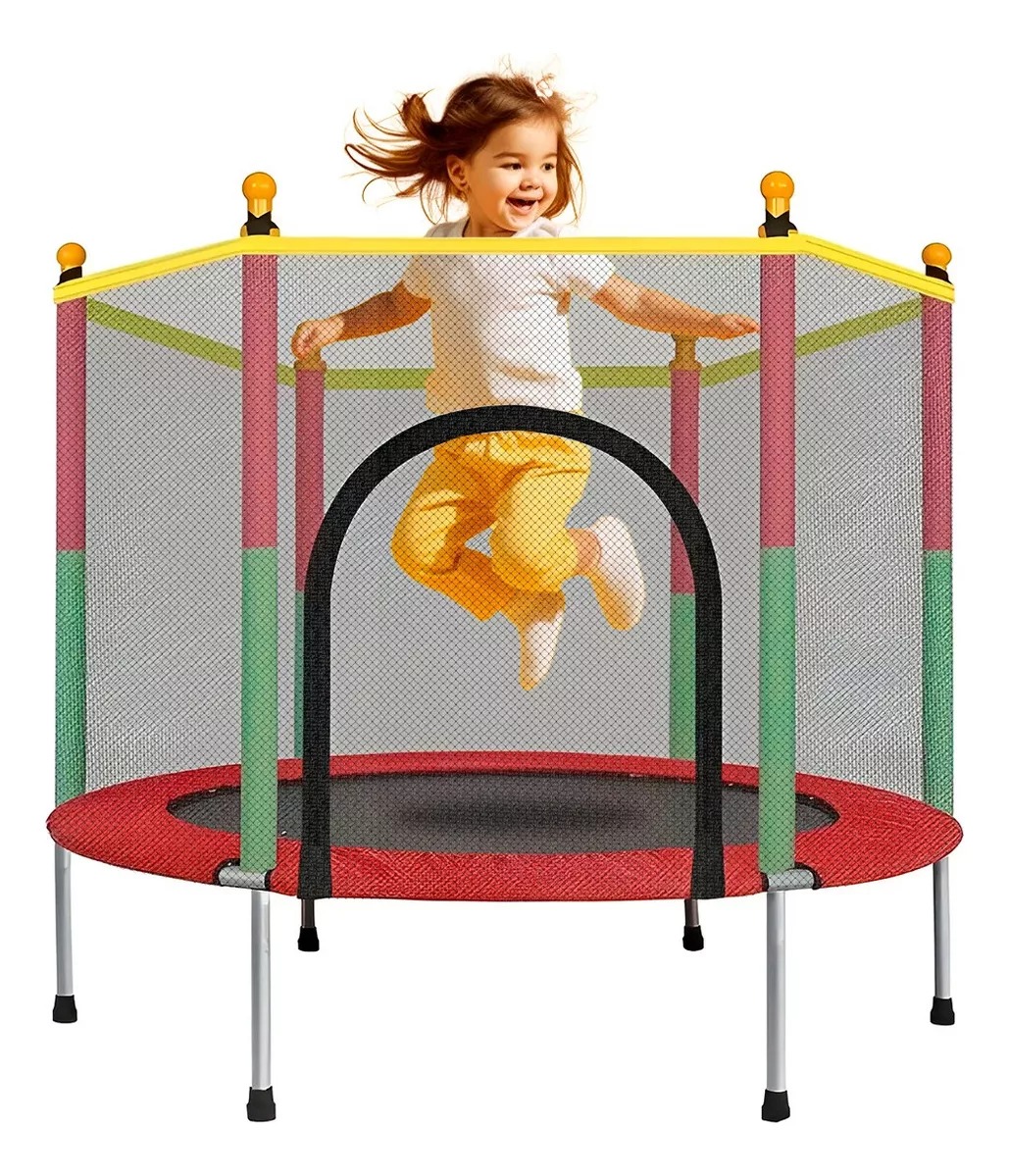 Trampolín Brincolin Infantil Red De Seguridad Tumbling Niños Lona De Salto Negro Cobertor De Resortes Rojo