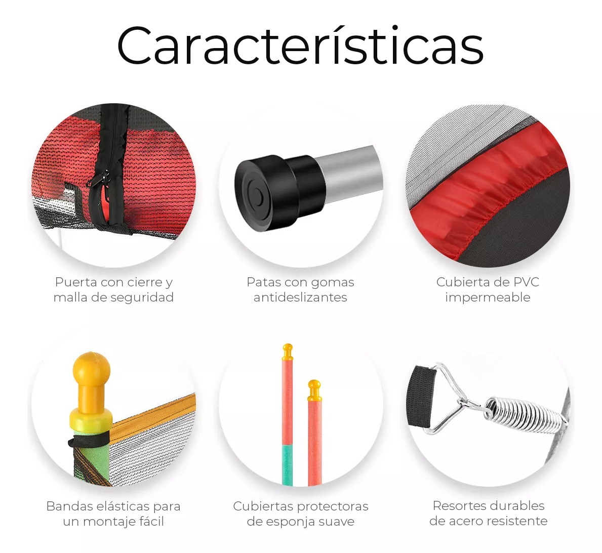 Trampolín Brincolin Infantil Red De Seguridad Tumbling Niños Lona De Salto Negro Cobertor De Resortes Rojo