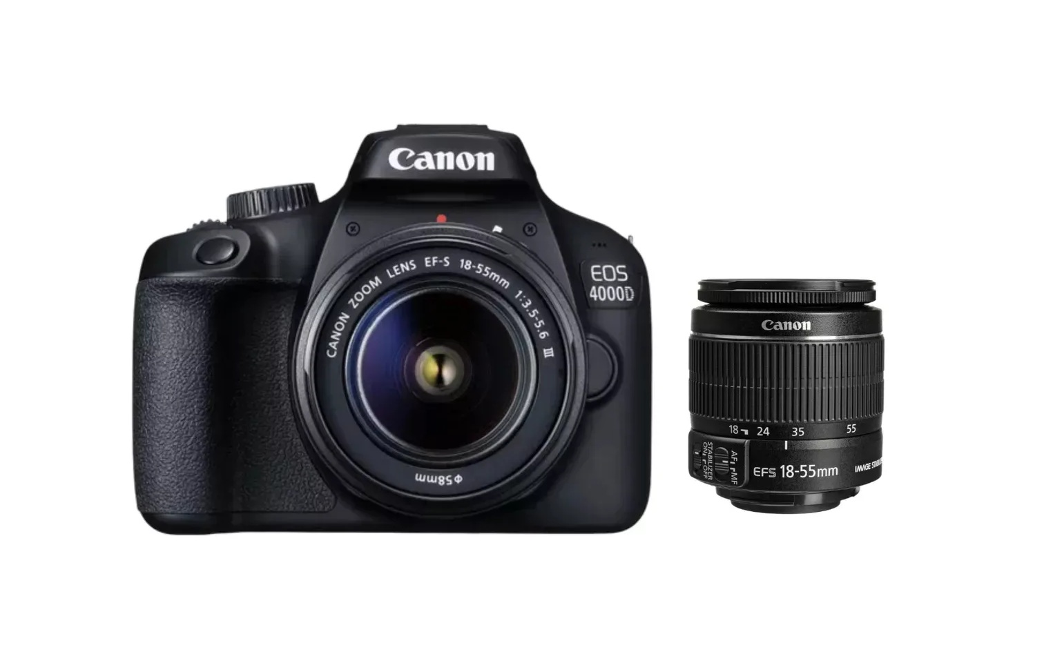 Kit de Cámara Canon Eos 4000D + Lente 18-55mm IIII - Color Negro