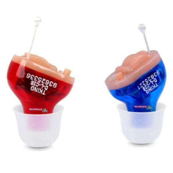 Mini Amplificadores Oidos Sordera MXHGL-001-1 1 par ITE RojoAzul 200 a 7645Hz 27,6dB Batería A10 1,5V Plástico ABS, HearingPlus