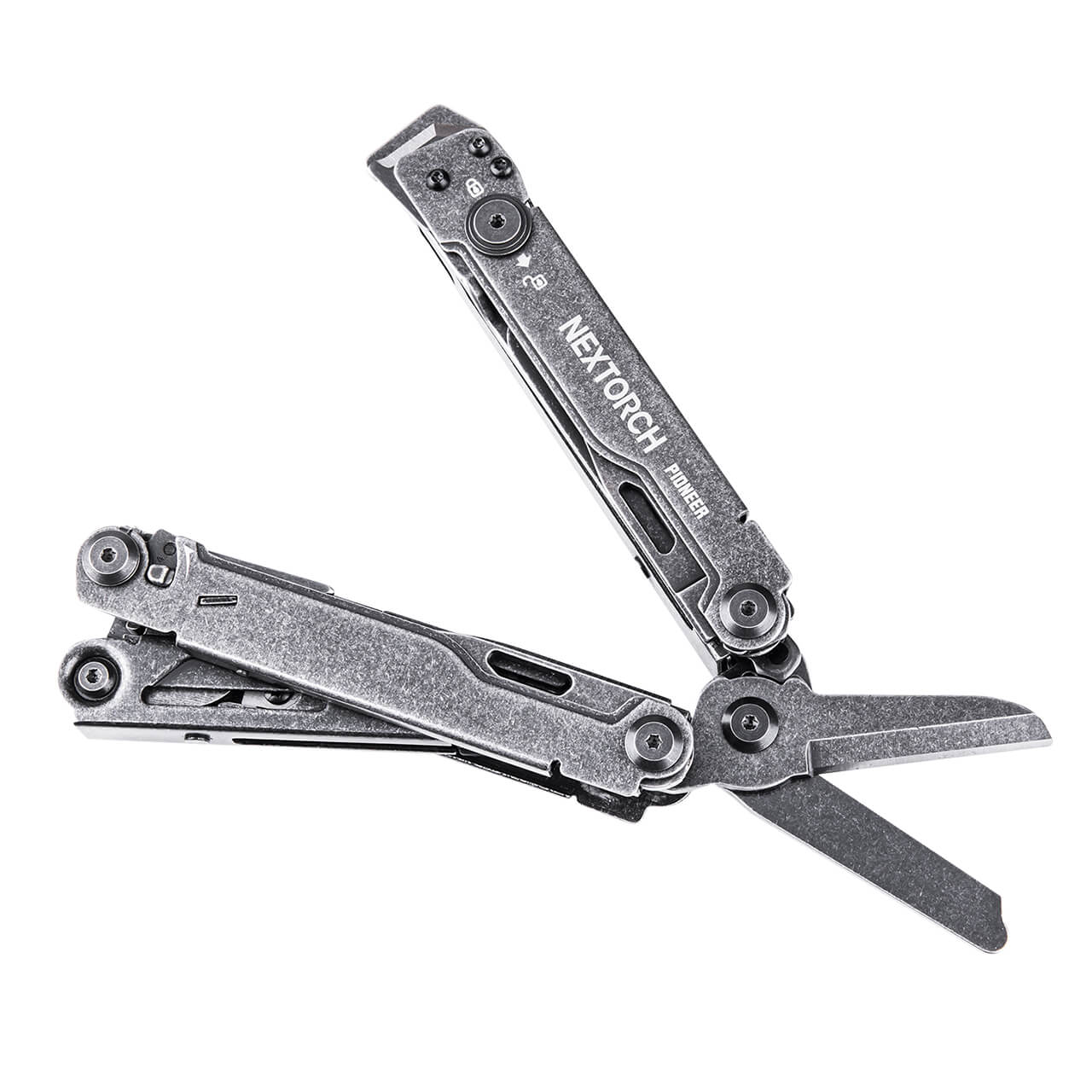 Multiherramienta S.O.S. Nextorch, PIONEER, con pinza y tijera de 14 usos, de acero inox, dureza 57-58, acero