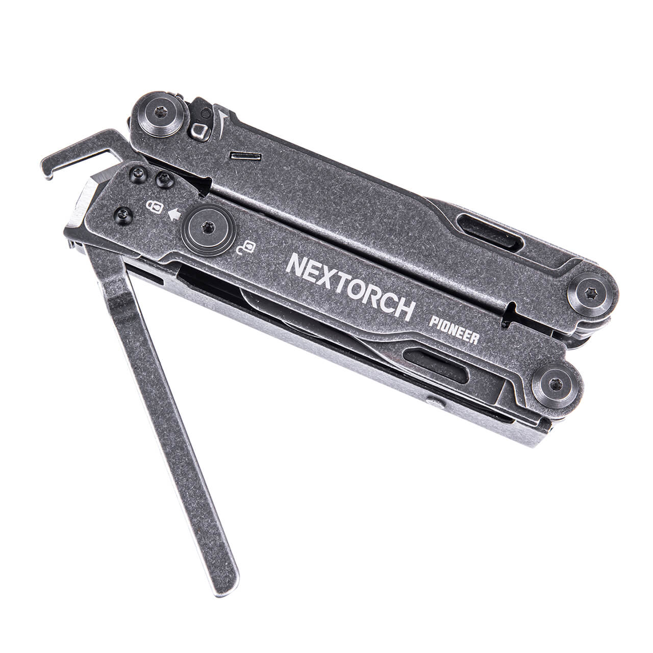 Multiherramienta S.O.S. Nextorch, PIONEER, con pinza y tijera de 14 usos, de acero inox, dureza 57-58, acero
